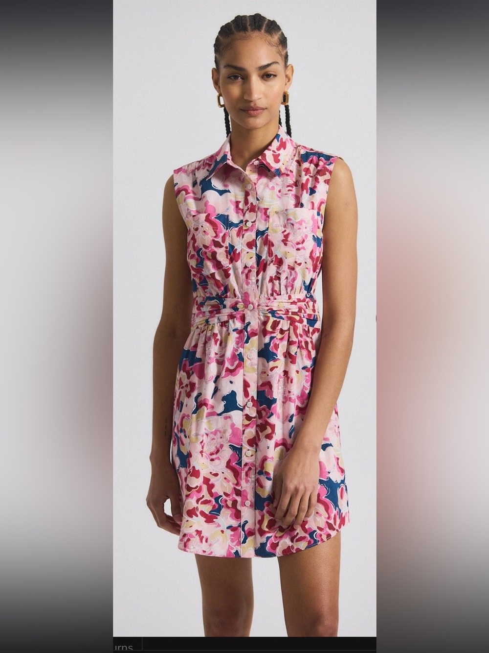 10 Crosby Derek Lam Pink Multi-Color Floral Cora Shirt Dress ($526 USD)
